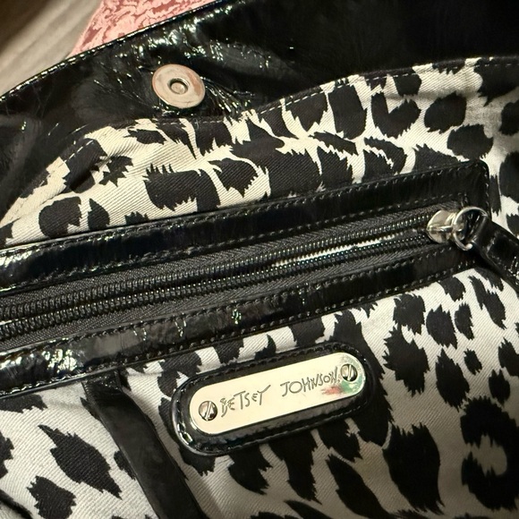 Betsey Johnson Tote Bag Sequin Leopard Cheetah Pink Silver Black Animal Print - Picture 7 of 10